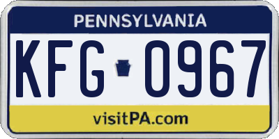 PA license plate KFG0967