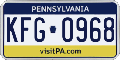 PA license plate KFG0968