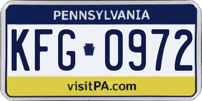 PA license plate KFG0972