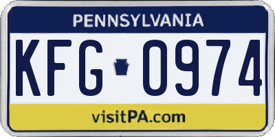 PA license plate KFG0974