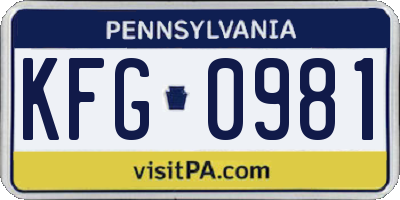 PA license plate KFG0981