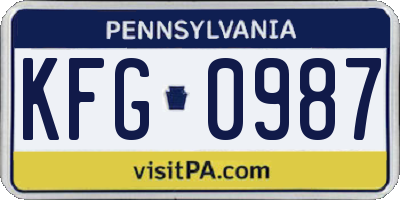 PA license plate KFG0987