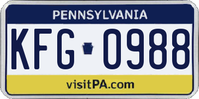 PA license plate KFG0988
