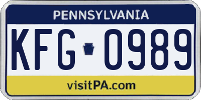 PA license plate KFG0989