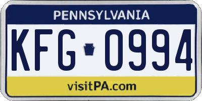 PA license plate KFG0994