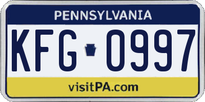PA license plate KFG0997