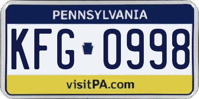PA license plate KFG0998