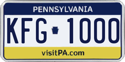 PA license plate KFG1000