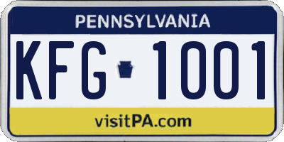 PA license plate KFG1001