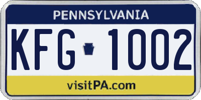 PA license plate KFG1002