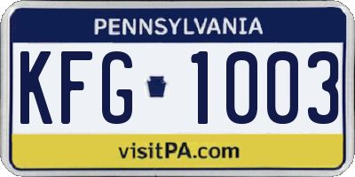 PA license plate KFG1003