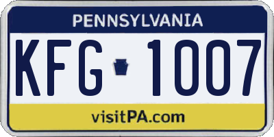 PA license plate KFG1007