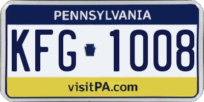 PA license plate KFG1008
