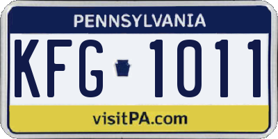 PA license plate KFG1011