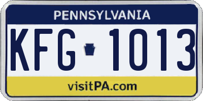 PA license plate KFG1013
