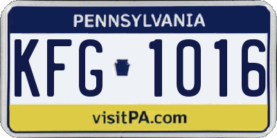 PA license plate KFG1016