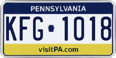 PA license plate KFG1018
