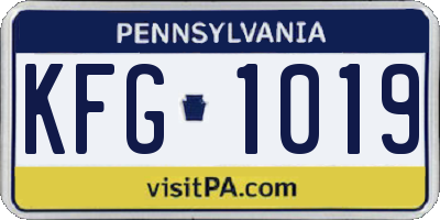 PA license plate KFG1019