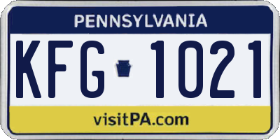 PA license plate KFG1021