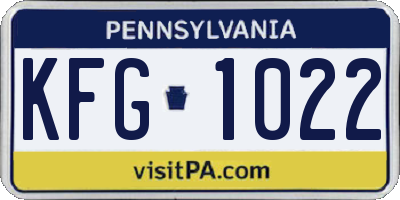 PA license plate KFG1022
