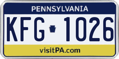 PA license plate KFG1026