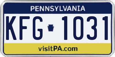 PA license plate KFG1031