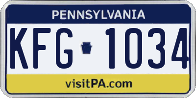 PA license plate KFG1034