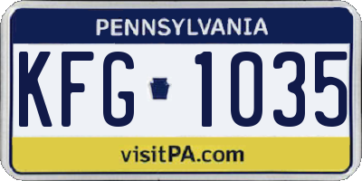 PA license plate KFG1035