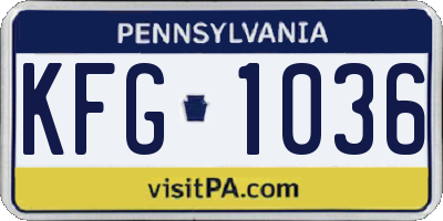 PA license plate KFG1036