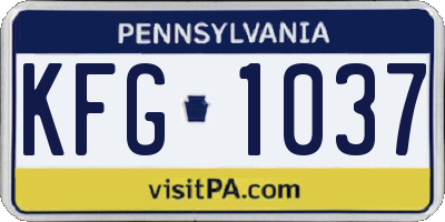 PA license plate KFG1037