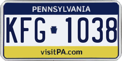 PA license plate KFG1038
