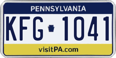 PA license plate KFG1041