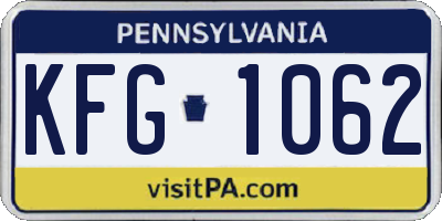PA license plate KFG1062