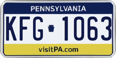 PA license plate KFG1063