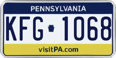 PA license plate KFG1068
