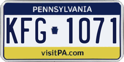 PA license plate KFG1071