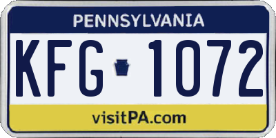 PA license plate KFG1072
