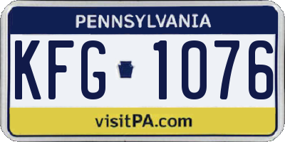 PA license plate KFG1076
