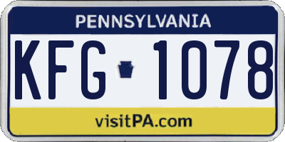PA license plate KFG1078