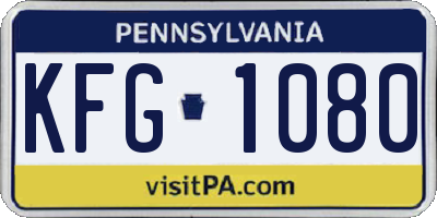 PA license plate KFG1080