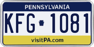 PA license plate KFG1081