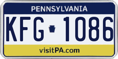 PA license plate KFG1086