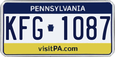 PA license plate KFG1087