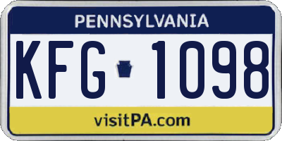 PA license plate KFG1098