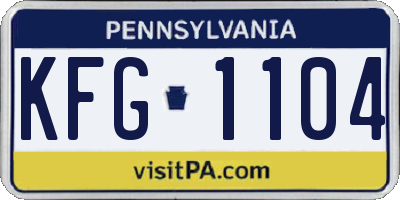 PA license plate KFG1104