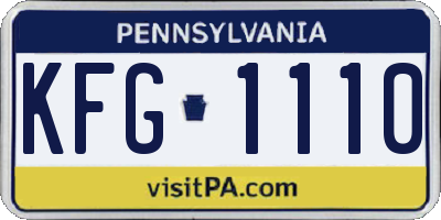 PA license plate KFG1110