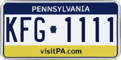 PA license plate KFG1111