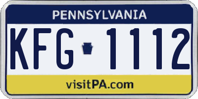 PA license plate KFG1112