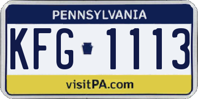 PA license plate KFG1113