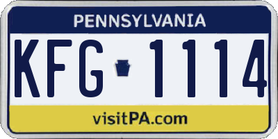 PA license plate KFG1114